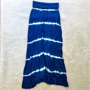 Blue & White Tie-Dye Maxi Skirt